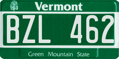 VT license plate BZL462