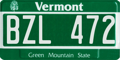 VT license plate BZL472
