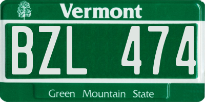 VT license plate BZL474