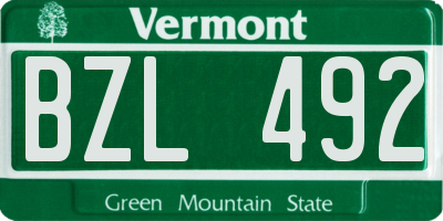 VT license plate BZL492