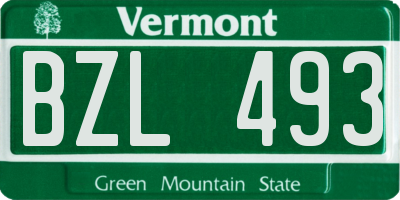 VT license plate BZL493