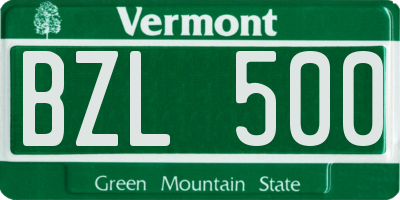 VT license plate BZL500