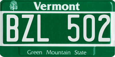 VT license plate BZL502