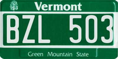 VT license plate BZL503