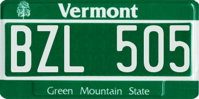 VT license plate BZL505
