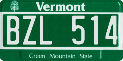 VT license plate BZL514