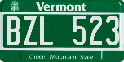 VT license plate BZL523