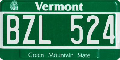 VT license plate BZL524