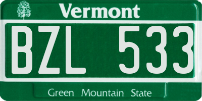 VT license plate BZL533