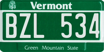 VT license plate BZL534