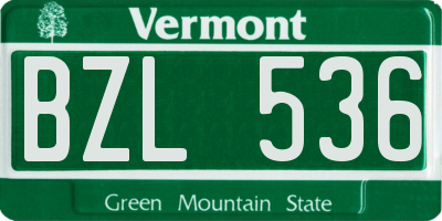 VT license plate BZL536