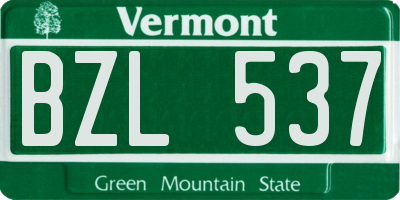 VT license plate BZL537