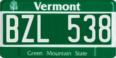 VT license plate BZL538
