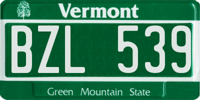 VT license plate BZL539