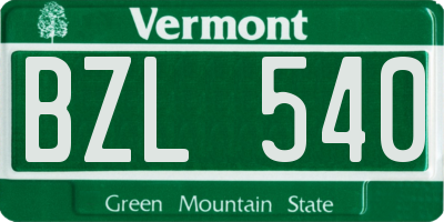 VT license plate BZL540