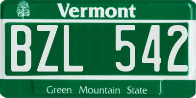 VT license plate BZL542