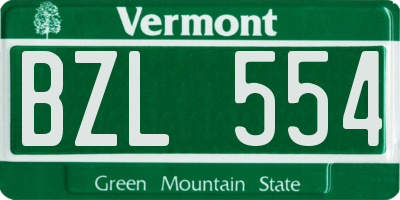 VT license plate BZL554