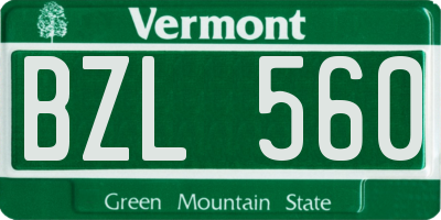 VT license plate BZL560