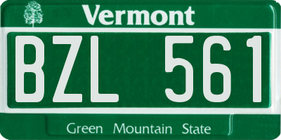 VT license plate BZL561