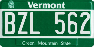 VT license plate BZL562