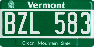 VT license plate BZL583
