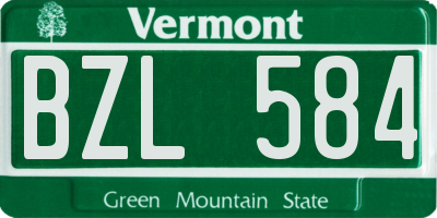 VT license plate BZL584