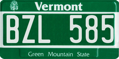 VT license plate BZL585
