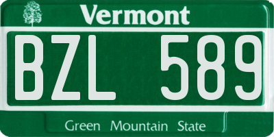 VT license plate BZL589