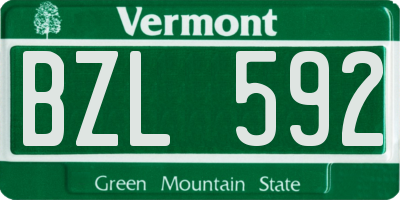 VT license plate BZL592