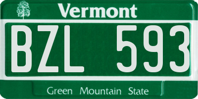 VT license plate BZL593
