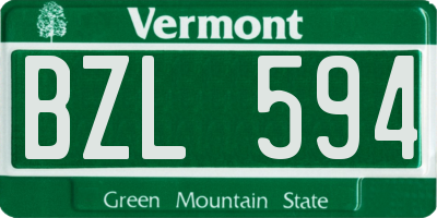 VT license plate BZL594