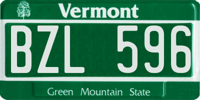 VT license plate BZL596