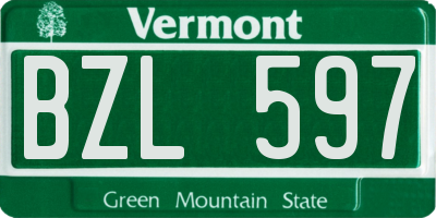 VT license plate BZL597
