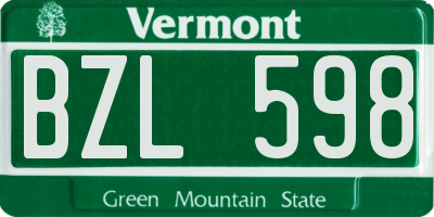 VT license plate BZL598