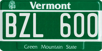 VT license plate BZL600