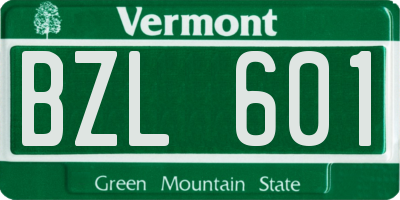 VT license plate BZL601