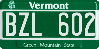 VT license plate BZL602