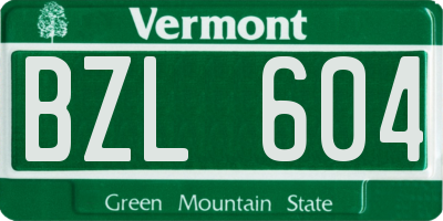 VT license plate BZL604