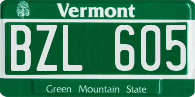 VT license plate BZL605