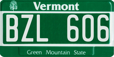 VT license plate BZL606