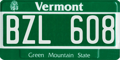 VT license plate BZL608