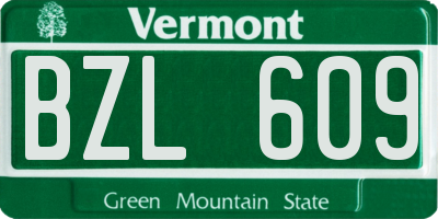 VT license plate BZL609