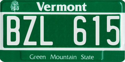 VT license plate BZL615