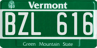VT license plate BZL616