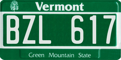 VT license plate BZL617