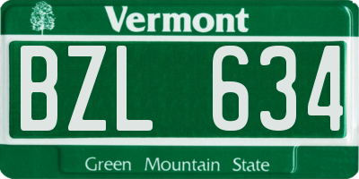 VT license plate BZL634
