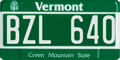 VT license plate BZL640
