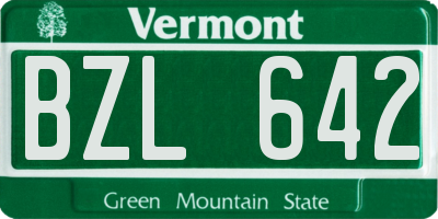 VT license plate BZL642