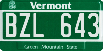 VT license plate BZL643