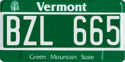VT license plate BZL665